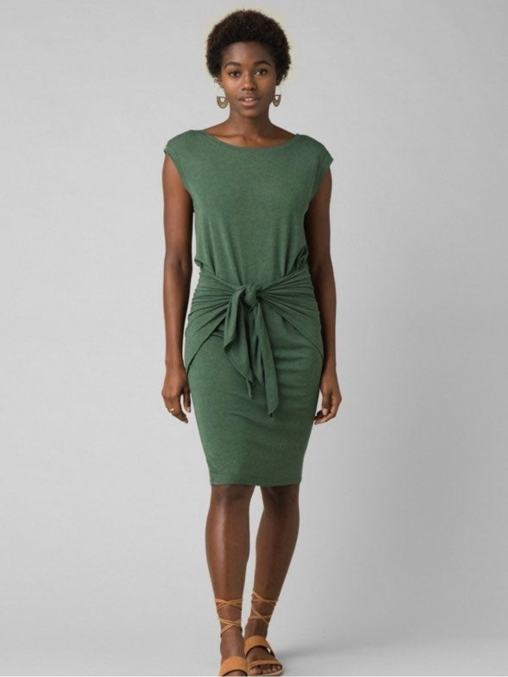 Prana Fundation Knot-Front Sheath Dress in Green Small excellent condition